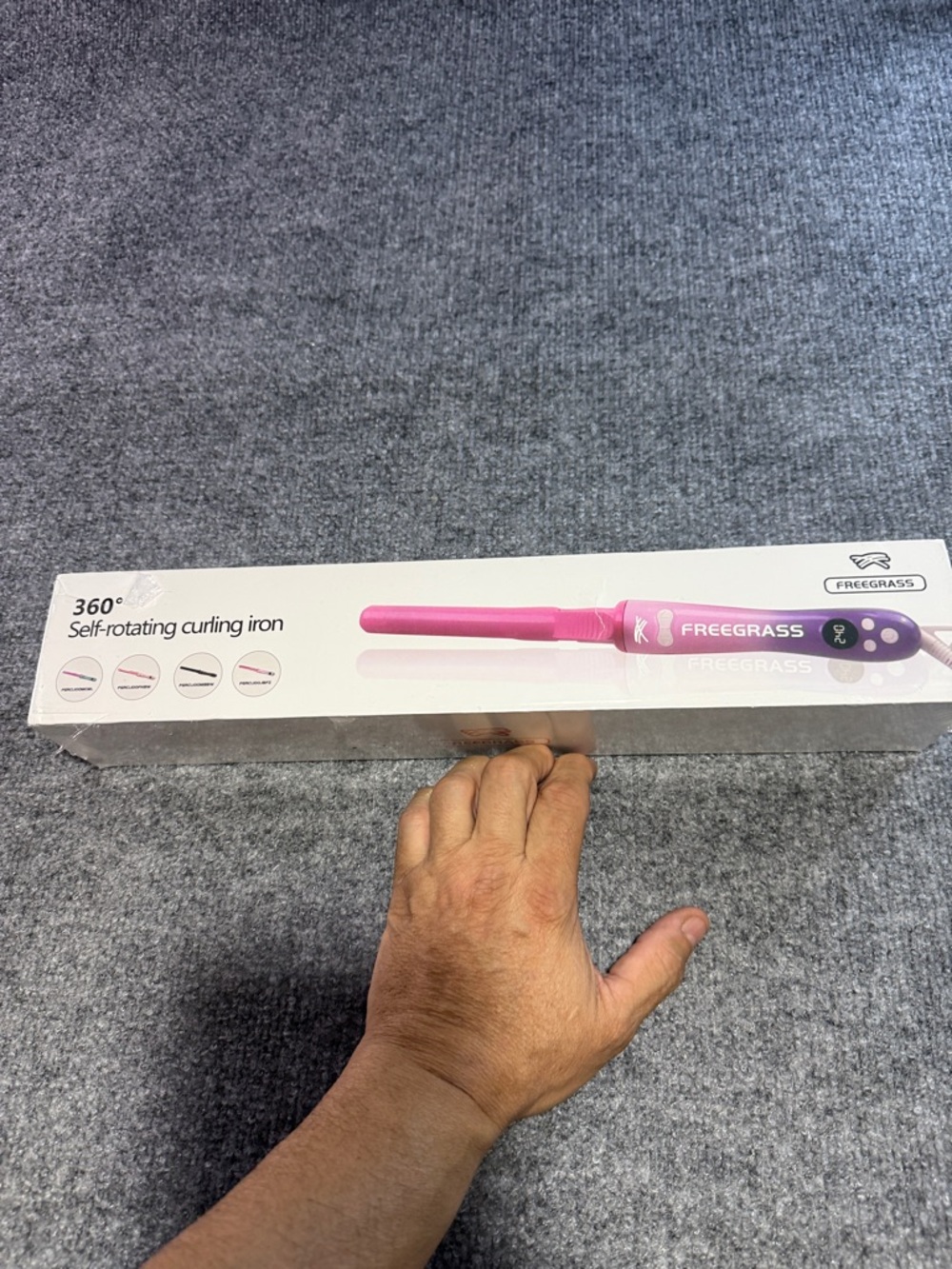 Pink 360° Self-Rotating Curling Iron